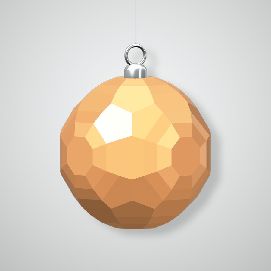 Asscher Cube Ornament, orange sorbet