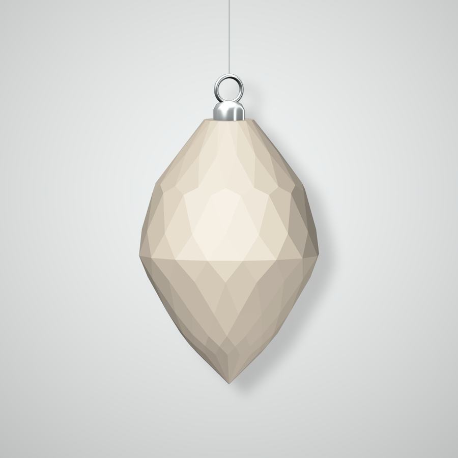 Lattice Drop B Ornament, natural bisque